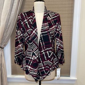 NWT Notations Open Front Faux Leather Print Jacket Blazer